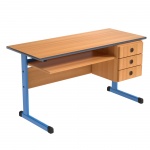 Lehrertisch, 130x65 cm (B/T), 76 cm hoch, Platte: Melamin, PU-Kante, 